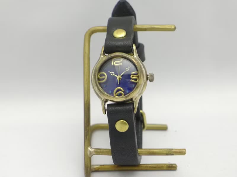 Lady on Time-B ブルーダイアル 手作り時計 HandCraftWatch  Lady's Brass (305B BL/BK)