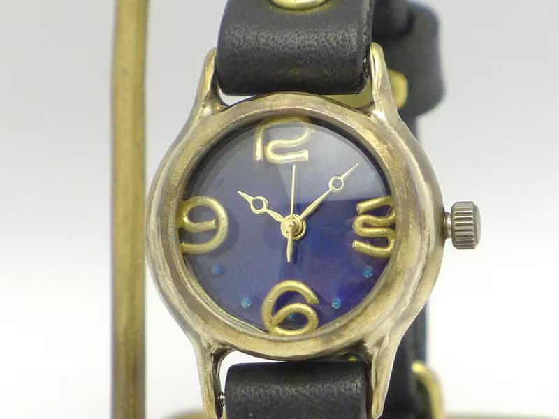 Lady on Time-B ブルーダイアル 手作り時計 HandCraftWatch  Lady's Brass (305B BL/BK)