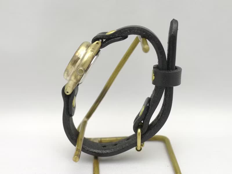Lady on Time-B ブルーダイアル 手作り時計 HandCraftWatch  Lady's Brass (305B BL/BK)