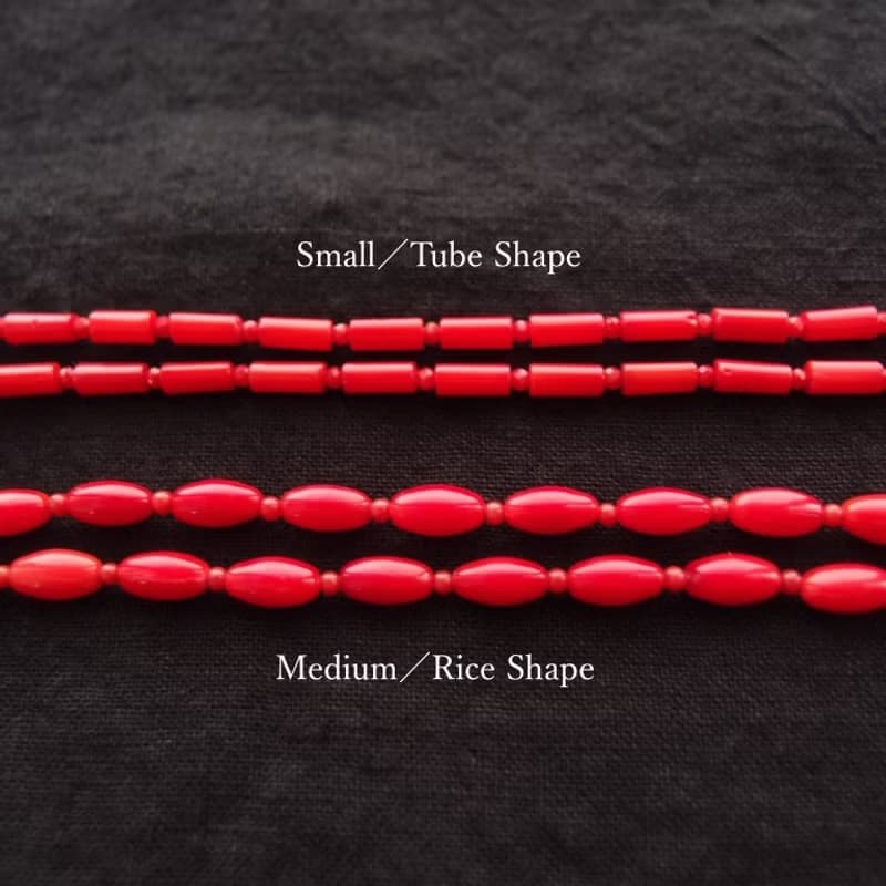 Red Coral Long Necklace レッドコーラル ロングネックレス【Small Tube Shape】