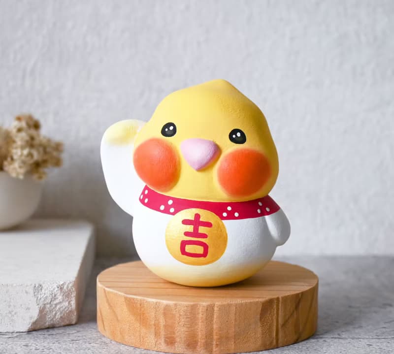 招財小玄鳳不倒翁 手工木製玄鳳鸚鵡擺飾 療癒小木雕 寵物公仔