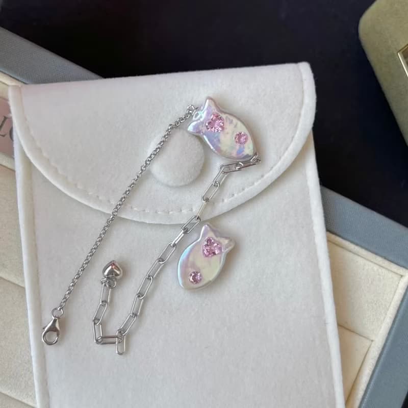 YuanPearl天然巴洛克小魚形狀珍珠手鍊設計款純銀手鍊