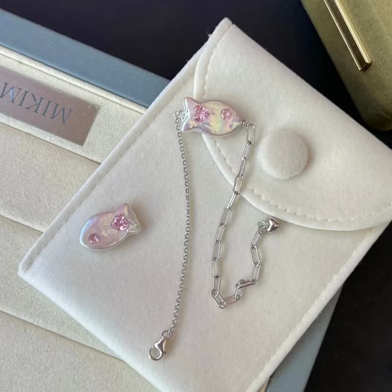 YuanPearl天然巴洛克小魚形狀珍珠手鍊設計款純銀手鍊