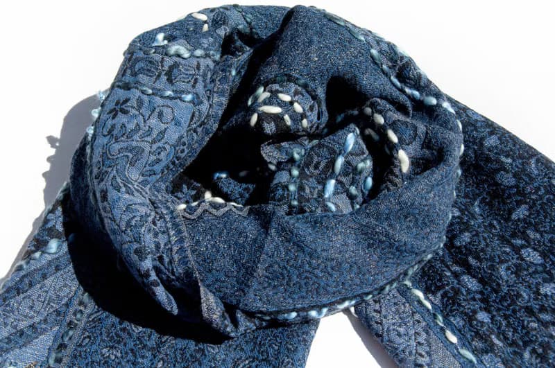 喀什米爾Cashmere/水煮羊毛披肩/針織圍巾/刺繡圍巾/羊絨披巾-花