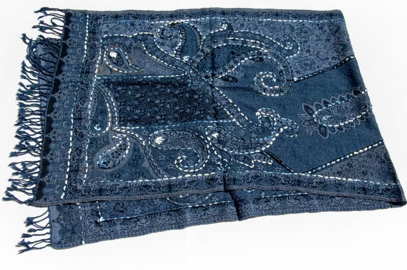 喀什米爾Cashmere/水煮羊毛披肩/針織圍巾/刺繡圍巾/羊絨披巾-花