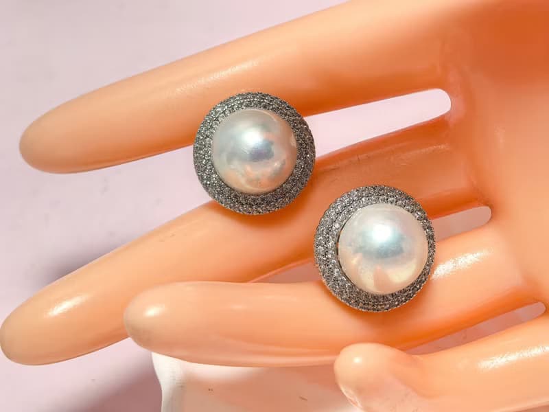 天然淡水珍珠 大珍珠 純銀耳釘 古典主義 重工