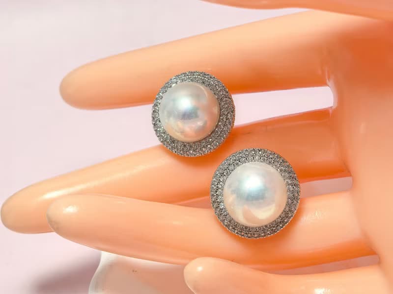 天然淡水珍珠 大珍珠 純銀耳釘 古典主義 重工