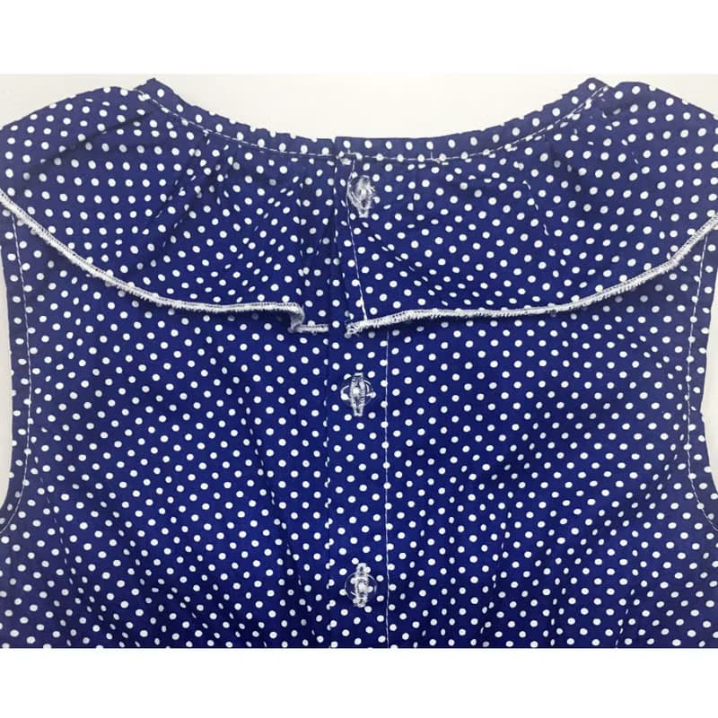 荷葉領無袖洋裝 衣裙 女童裝 海軍藍點點 Polka Dots Navy