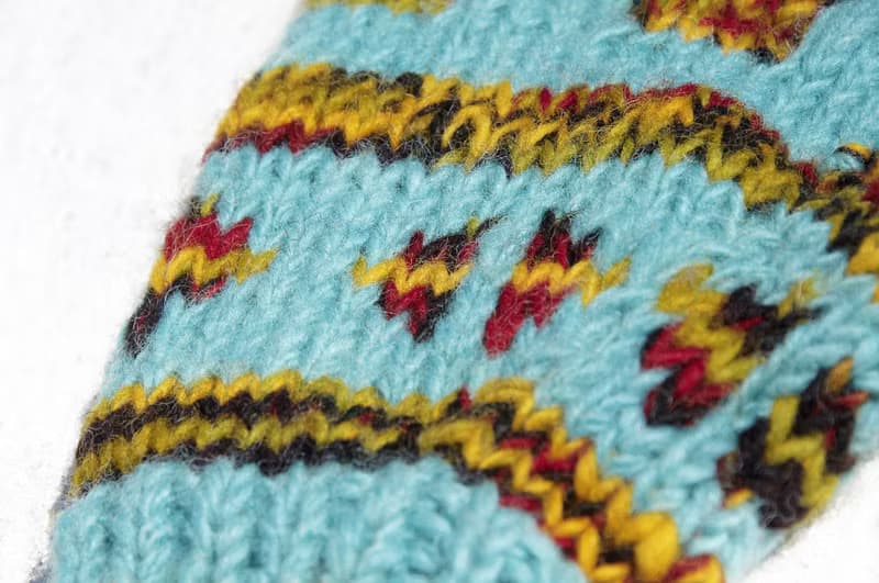 聖誕節禮物 聖誕禮物 交換禮物 限量一件 針織純羊毛保暖手套 / 針織手套 / 全指手套- 北歐風 漸層幾何圖騰