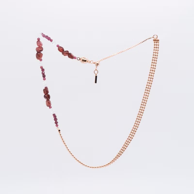 Space Ice-Magenta Mist-珠鍊冰晶石榴石手鍊 / 項鍊-厚鍍玫瑰金