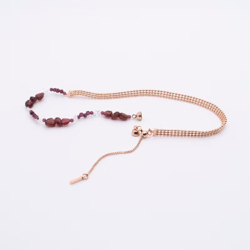 Space Ice-Magenta Mist-珠鍊冰晶石榴石手鍊 / 項鍊-厚鍍玫瑰金