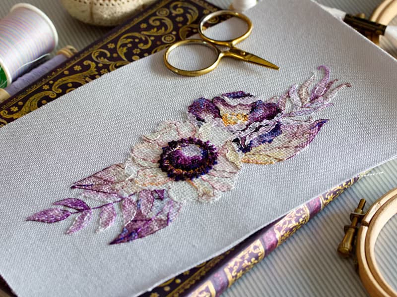 【數位】Watercolor Purple Bouquet II PDF cross stitch pattern