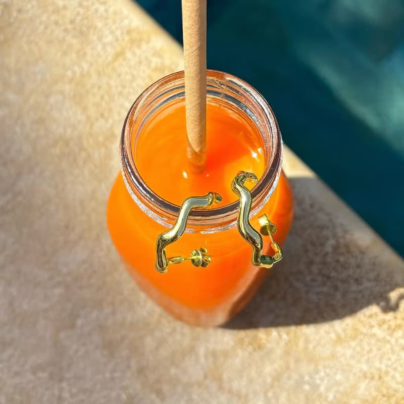 Jasmine 波浪圈式耳環 – 厚鍍金銀製