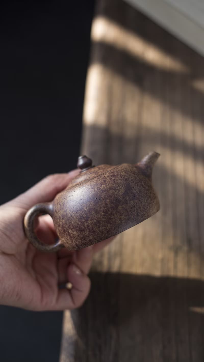 送禮紫砂壺茶壺扁笠 特高温 150cc 原矿紫泥特高温窑变 老味十足