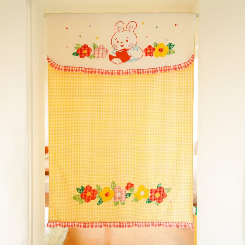 小兔子嗡嗡 80s復古昭和小兔子澆花門簾 刺繡布藝