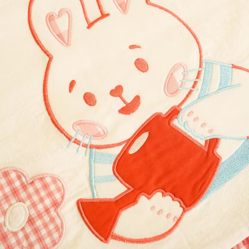小兔子嗡嗡 80s復古昭和小兔子澆花門簾 刺繡布藝