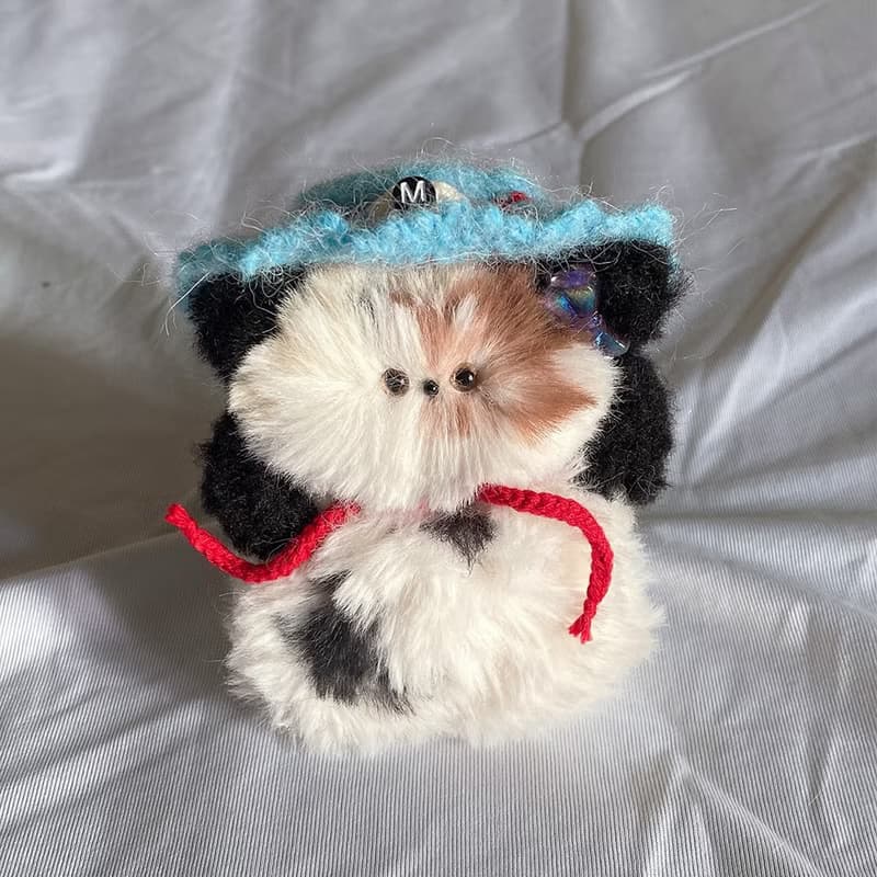 Single item, red sky blue stripe hat : 10cm doll-only