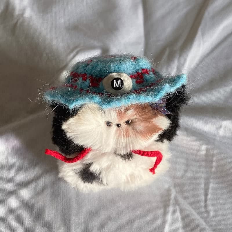 Single item, red sky blue stripe hat : 10cm doll-only