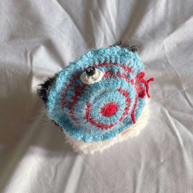 Single item, red sky blue stripe hat : 10cm doll-only