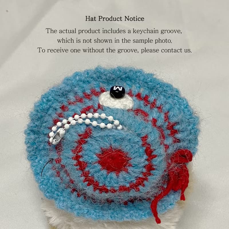 Single item, red sky blue stripe hat : 10cm doll-only