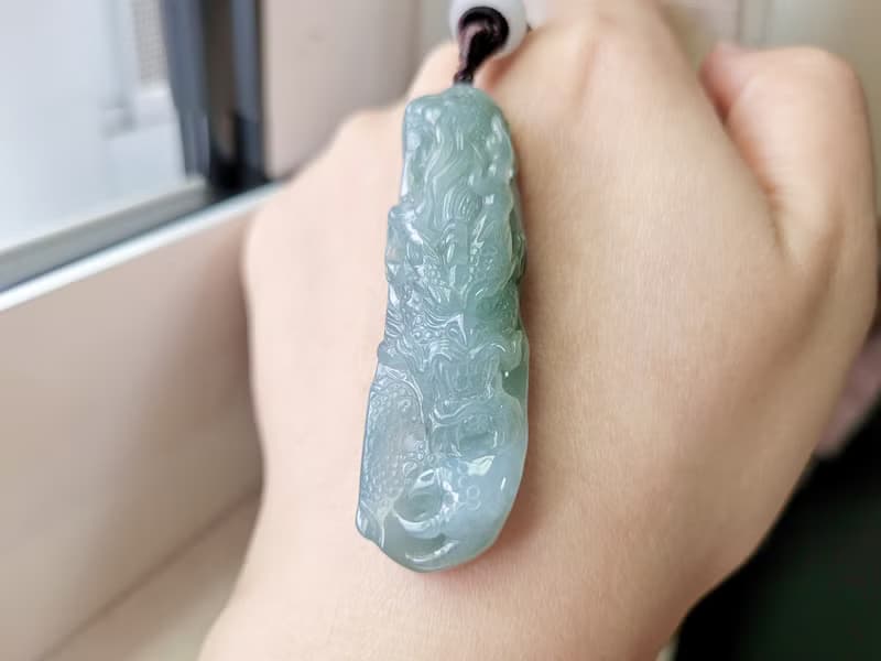 【親翠】天然翡翠 冰睛底霸氣小龍牌項鍊 也適合女生配戴 生肖龍