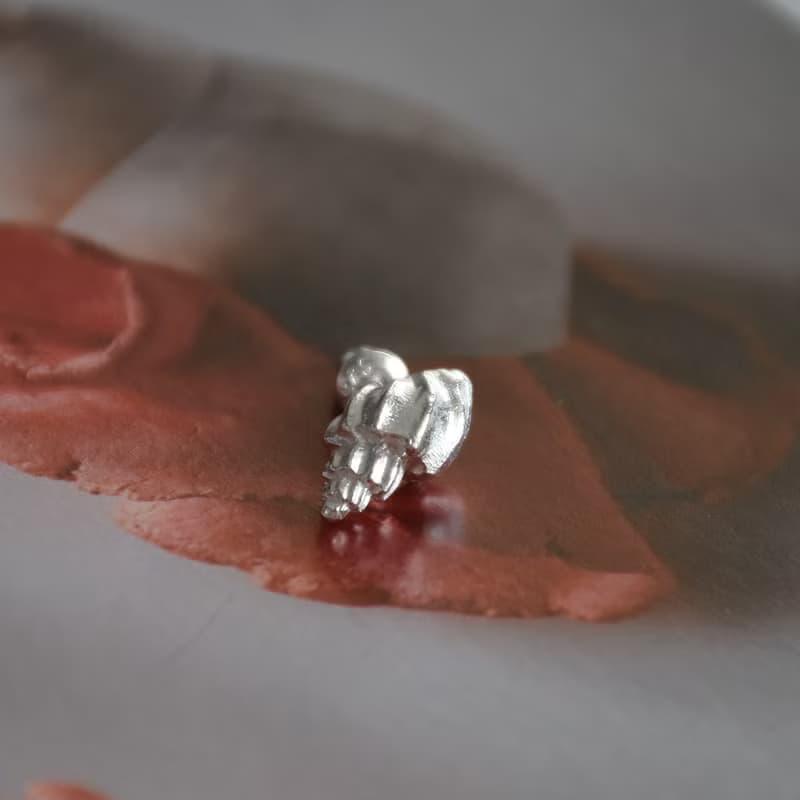 原創手作 海螺貝殼海洋生物粗紋螺純銀耳釘 一對