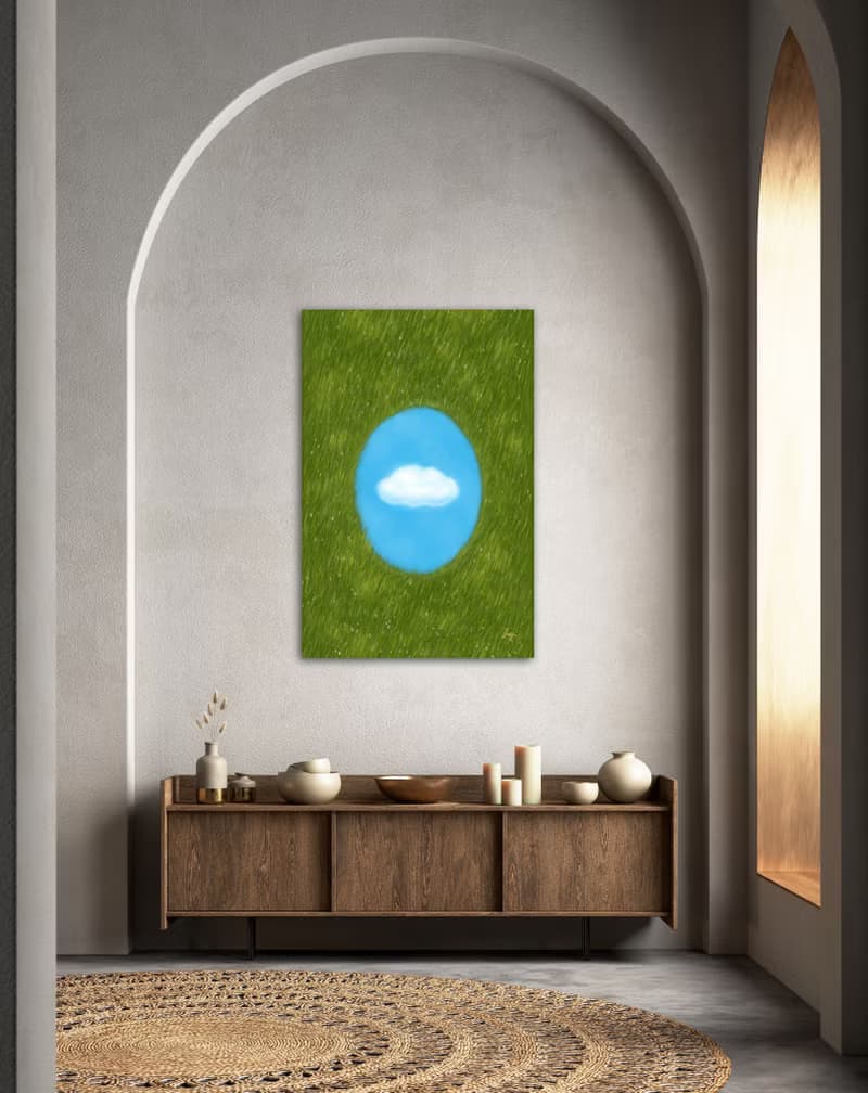 草原上的風與雲-掛畫/裝飾畫/療癒畫作/畫/植物/草/雲/天空/森林