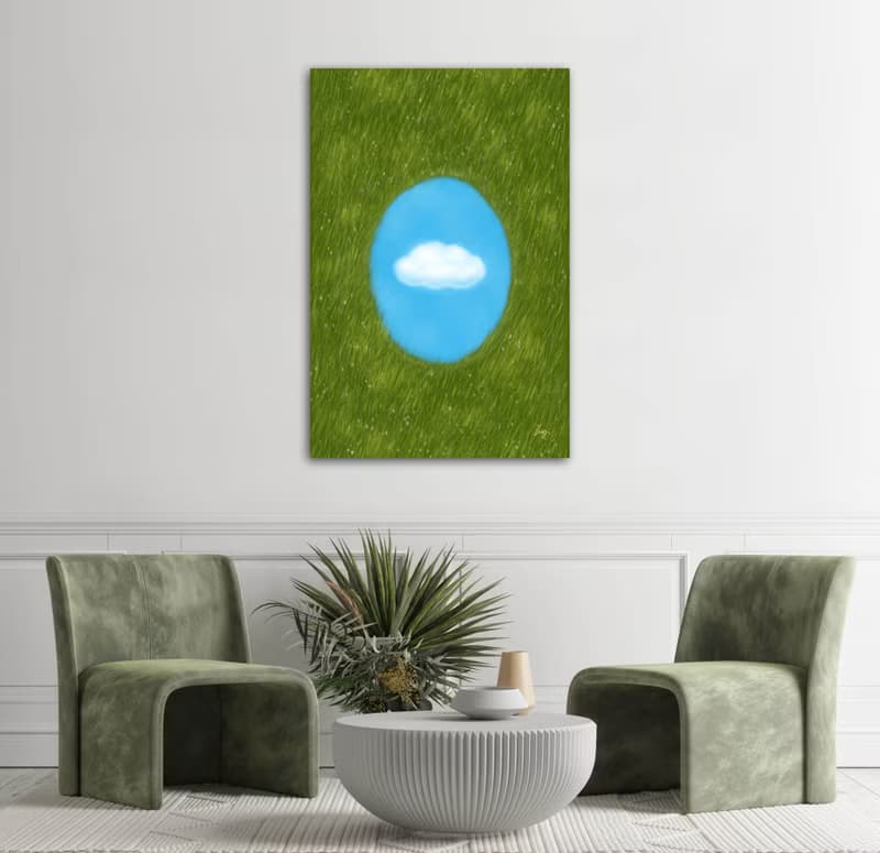 草原上的風與雲-掛畫/裝飾畫/療癒畫作/畫/植物/草/雲/天空/森林