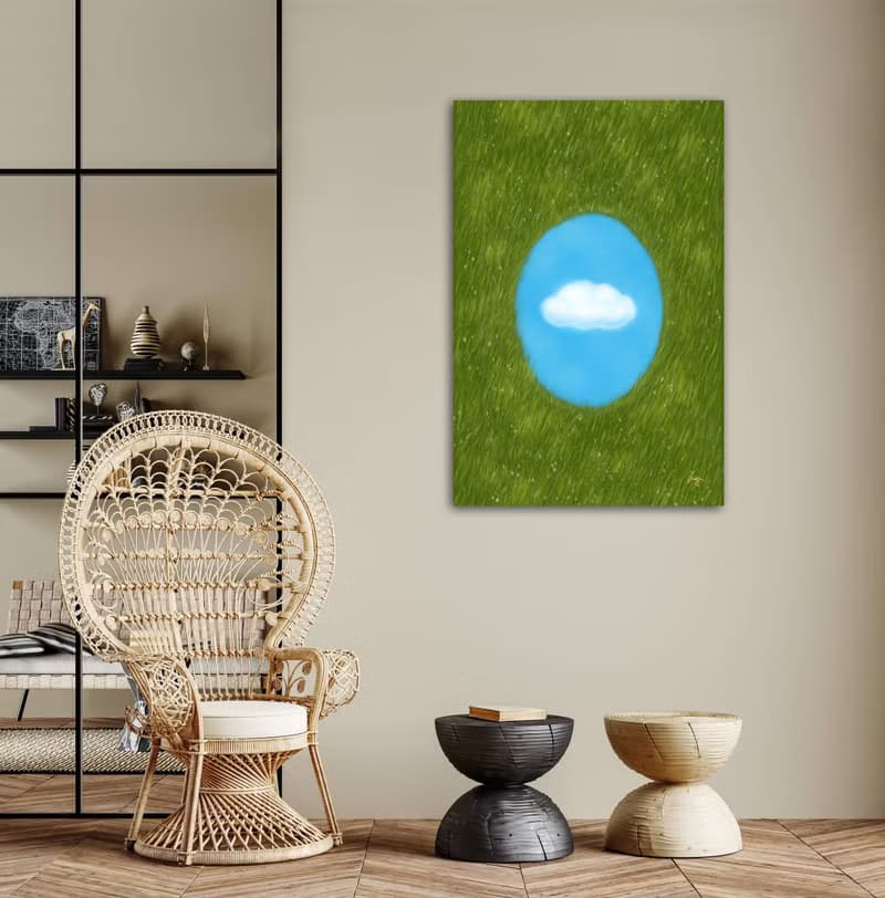 草原上的風與雲-掛畫/裝飾畫/療癒畫作/畫/植物/草/雲/天空/森林