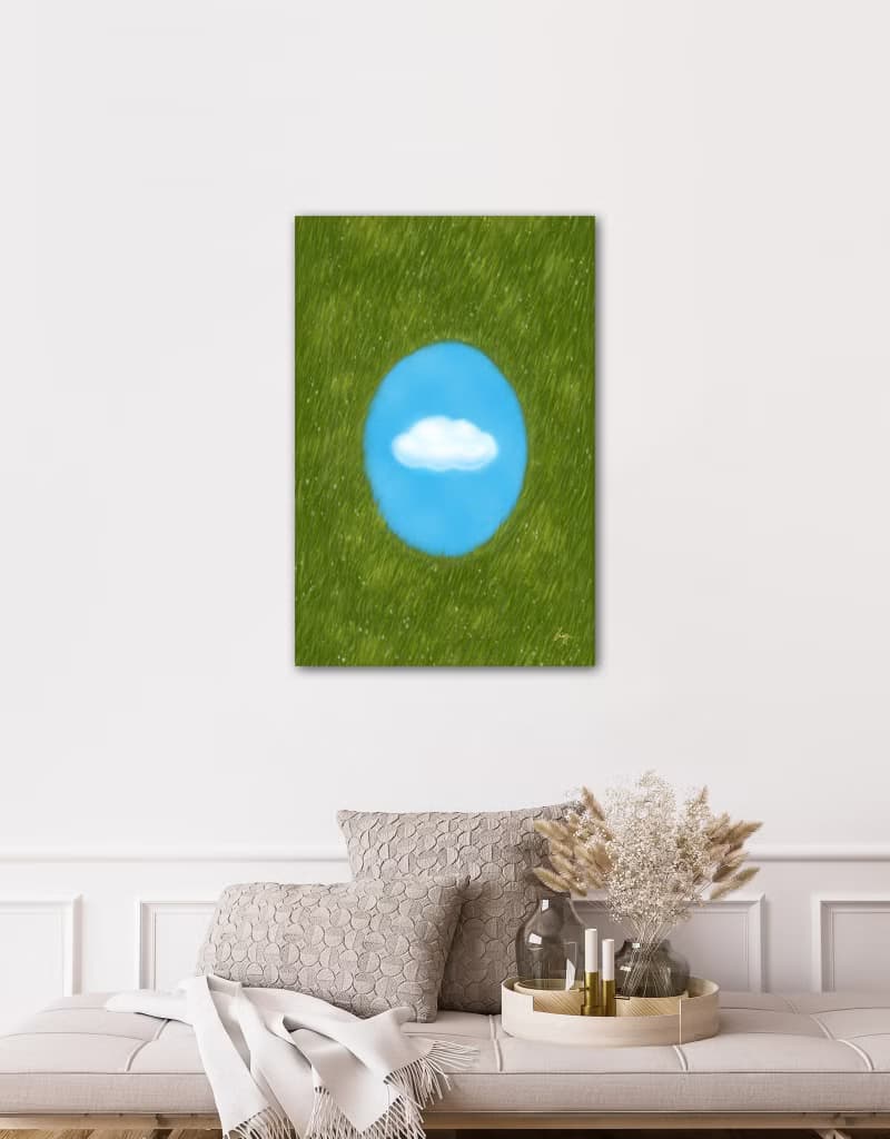 草原上的風與雲-掛畫/裝飾畫/療癒畫作/畫/植物/草/雲/天空/森林