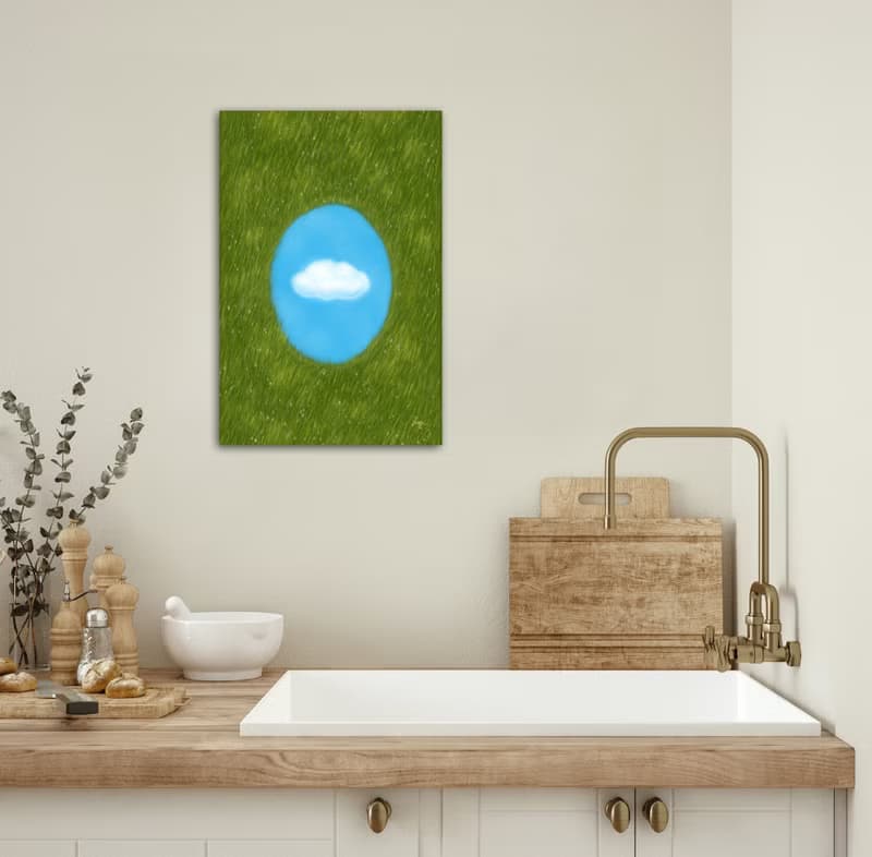 草原上的風與雲-掛畫/裝飾畫/療癒畫作/畫/植物/草/雲/天空/森林