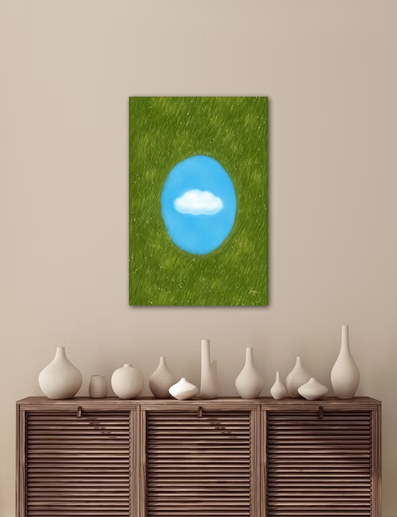 草原上的風與雲-掛畫/裝飾畫/療癒畫作/畫/植物/草/雲/天空/森林