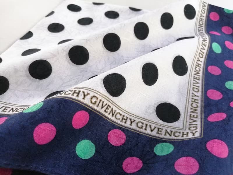 Givenchy Vintage Handkerchief Polka Dot New Year Gift for Her 20 x 19.5 inches