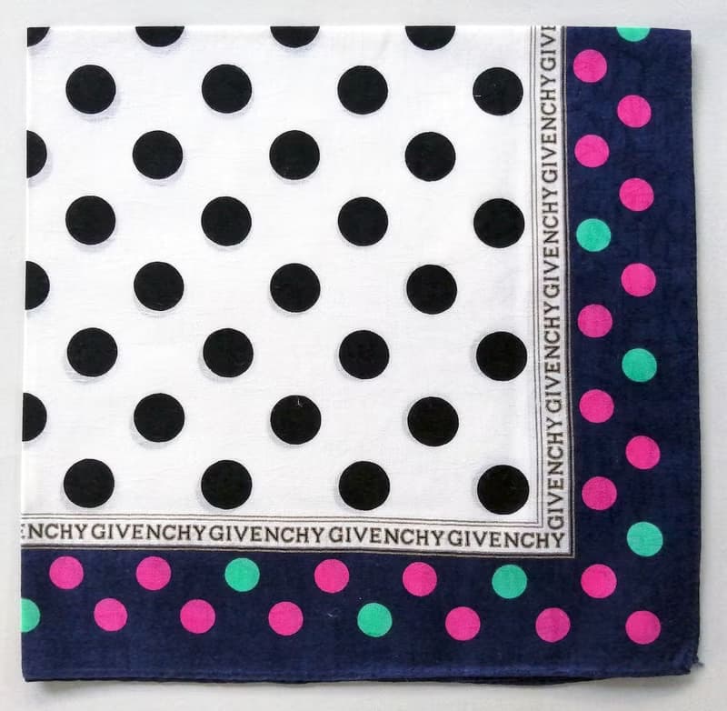 Givenchy Vintage Handkerchief Polka Dot New Year Gift for Her 20 x 19.5 inches