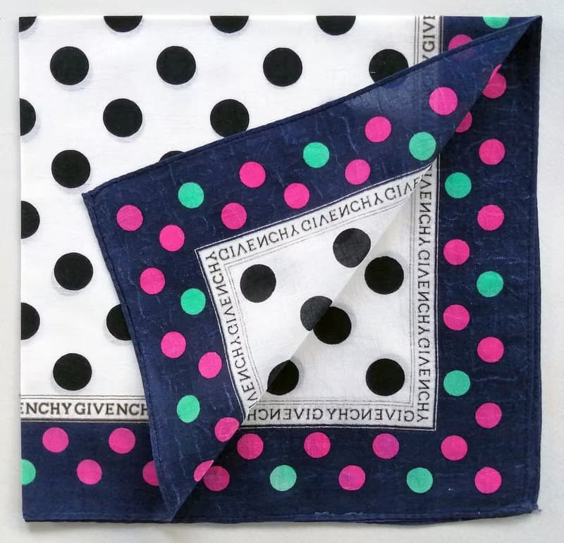 Givenchy Vintage Handkerchief Polka Dot New Year Gift for Her 20 x 19.5 inches
