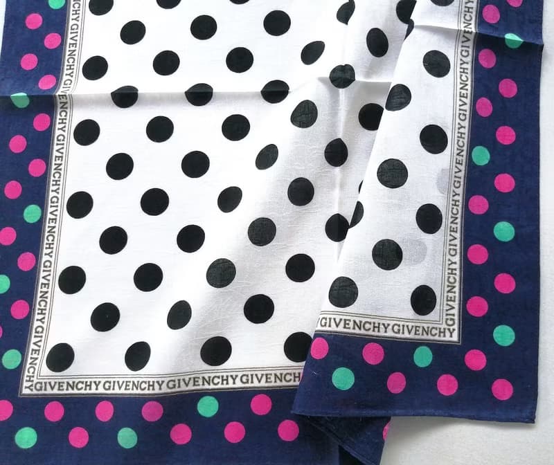 Givenchy Vintage Handkerchief Polka Dot New Year Gift for Her 20 x 19.5 inches