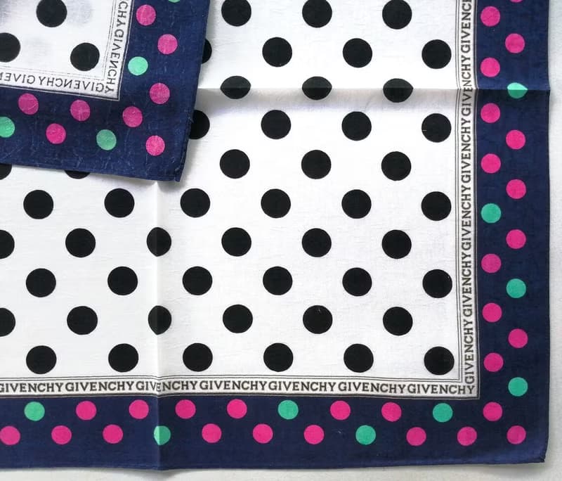 Givenchy Vintage Handkerchief Polka Dot New Year Gift for Her 20 x 19.5 inches