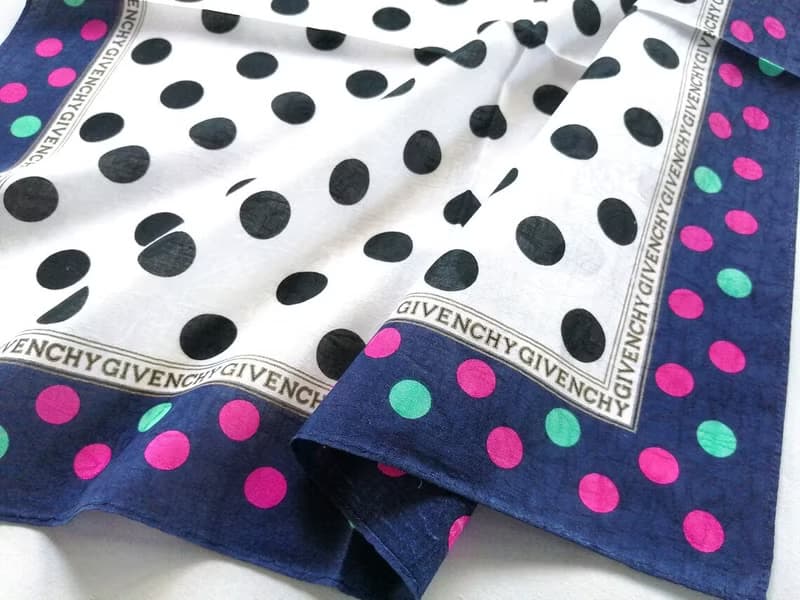 Givenchy Vintage Handkerchief Polka Dot New Year Gift for Her 20 x 19.5 inches