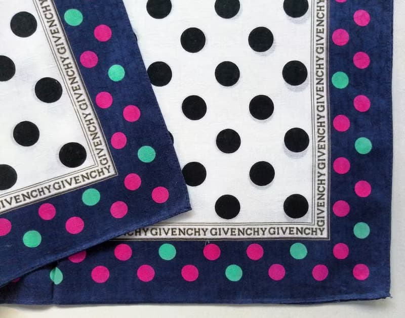 Givenchy Vintage Handkerchief Polka Dot New Year Gift for Her 20 x 19.5 inches