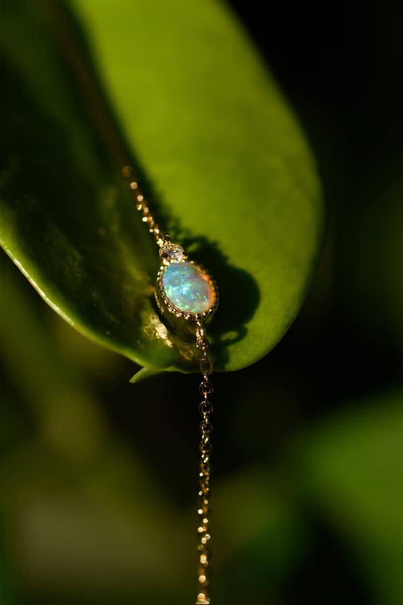 蛋白石鑽石手鍊 - 18k純金 - 歐泊