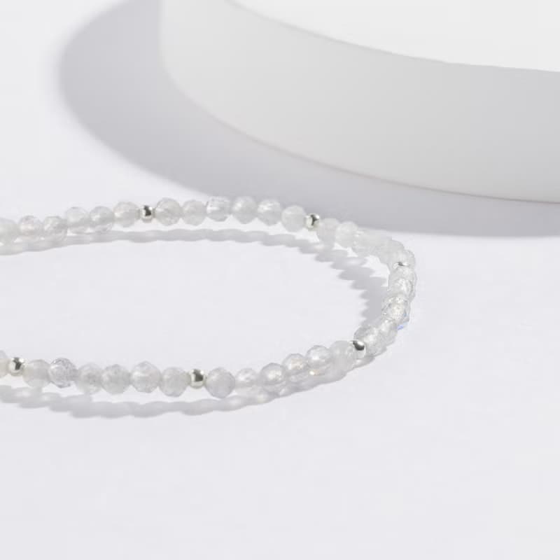 (紓壓+穩定情緒) 微光時刻 | 拉長石 S925純銀 | 天然水晶手鍊