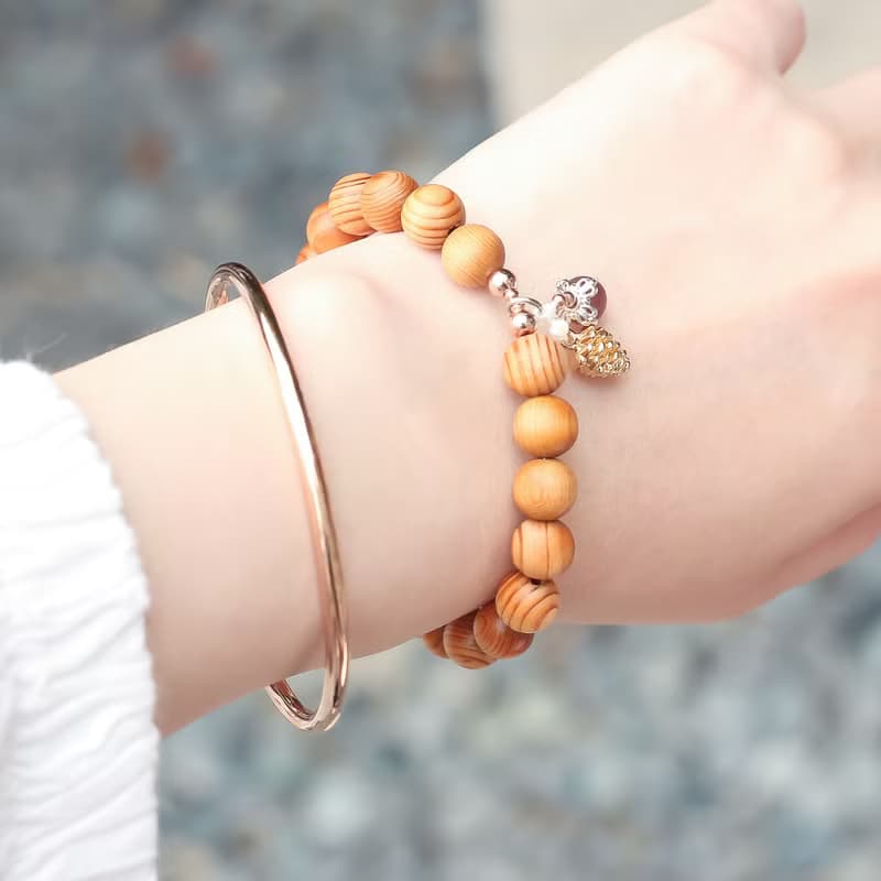 限量台灣檜木手珠18粒8mm 松果玫瑰 重油台檜木佛珠念珠 手鍊串珠