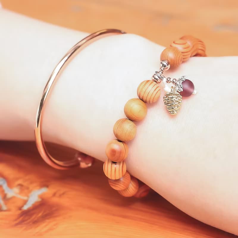 限量台灣檜木手珠18粒8mm 松果玫瑰 重油台檜木佛珠念珠 手鍊串珠