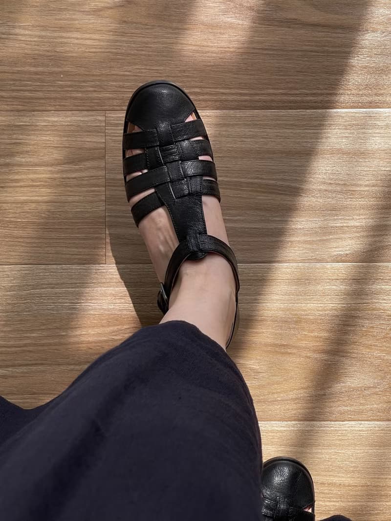 復古文青 手工做舊 羊皮 編織涼鞋 巧克力色