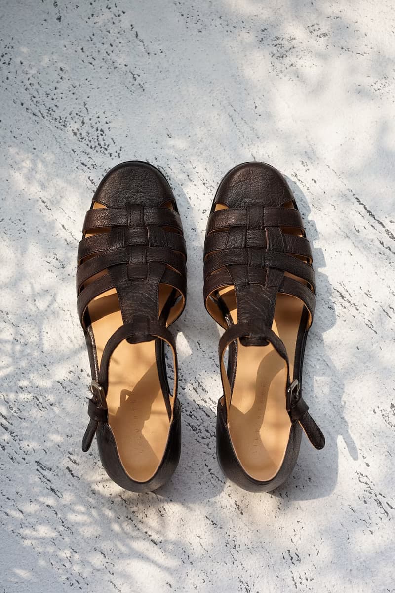 復古文青 手工做舊 羊皮 編織涼鞋 巧克力色