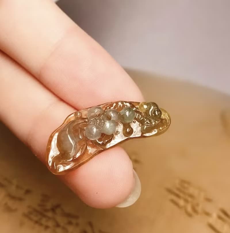 冰紅翡白肉巧雕翡翠蓮花 | 天然緬甸玉A貨翡翠 | 送禮