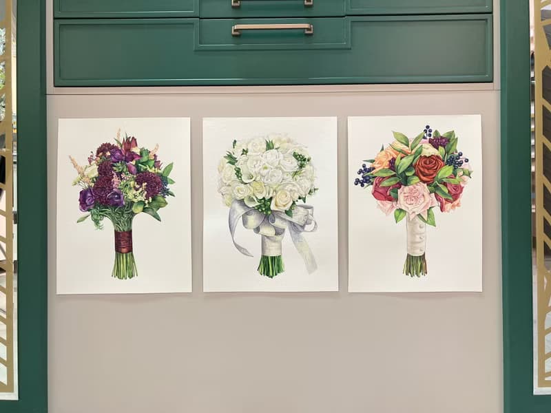 Custom Wedding Bouquet Painting Watercolor Bridal flowers Anniversary gift wife