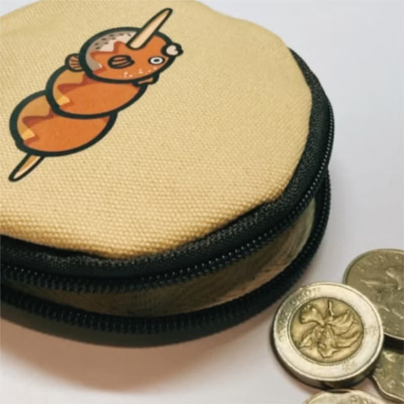 【買2送1】河豚 圓形零錢包 卡其色 釣魚俱樂部