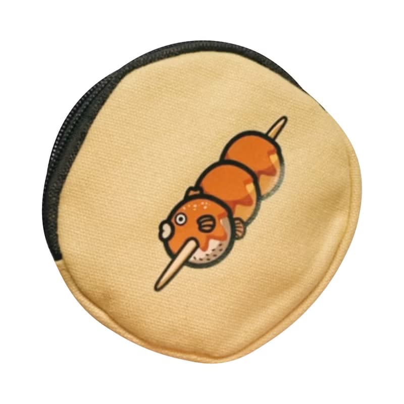 【買2送1】河豚 圓形零錢包 卡其色 釣魚俱樂部