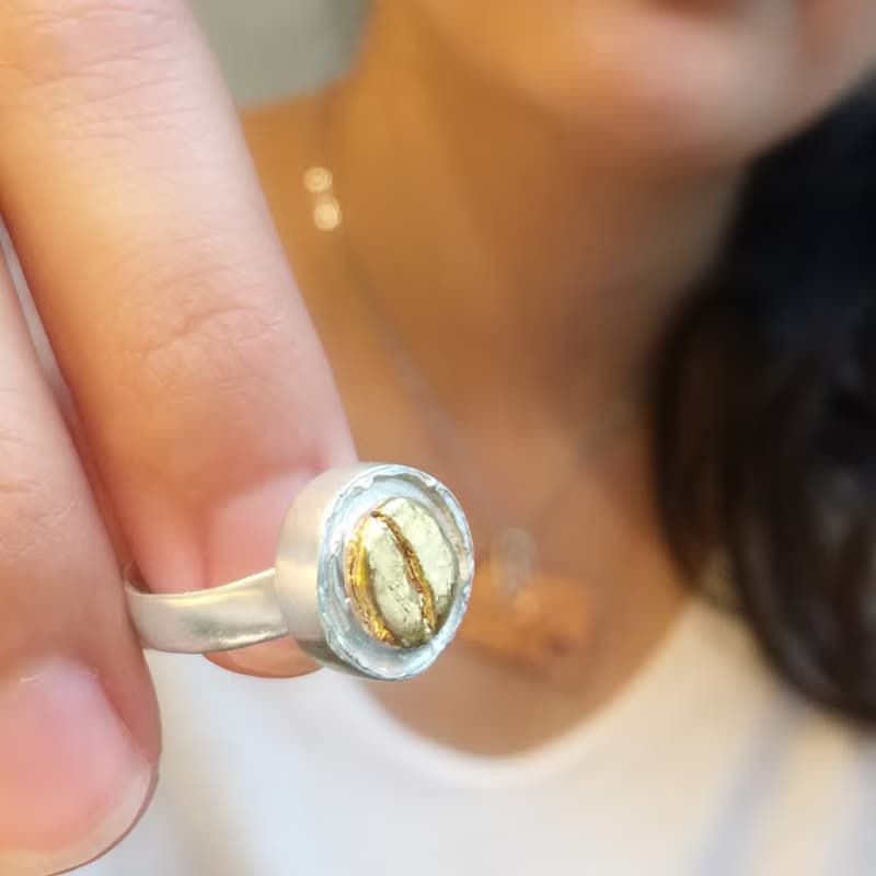 咖啡系 -黃金咖啡豆印章- 復古刻印戒 手作飾品